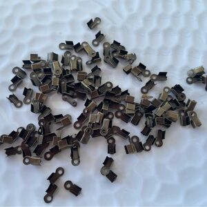 90 Fold Over Cord End Findings in Antique Brass Tone for Jewelry Craft Making